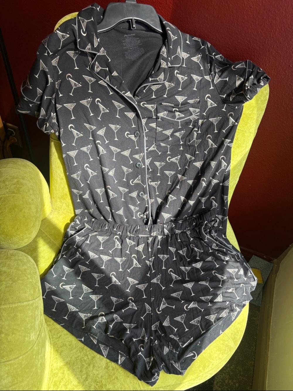 MeUndies Black Martini Print Shorts & PJ top